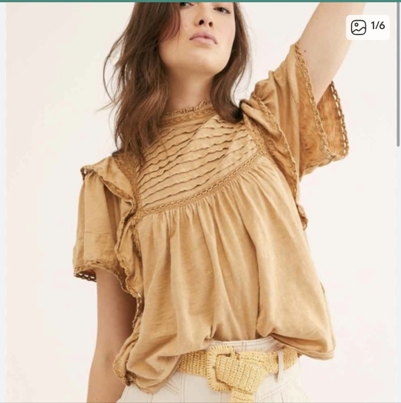 Free People Ruffled Blouse - Picture 1 of 6